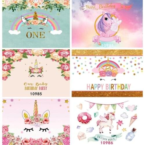 SHENGYONGBAO Unicorn Children Birthday Photography Backdrops Newborn Baby Photo Background Studio Photocalls Props 21519 HT-01