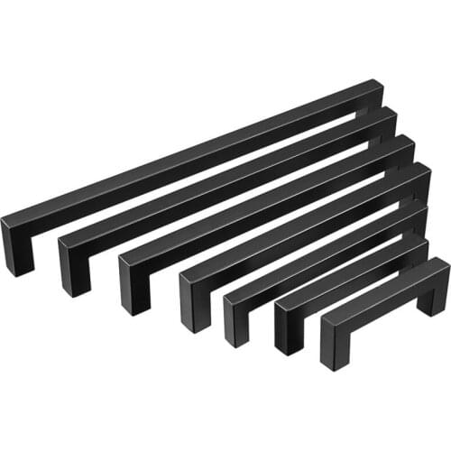 Cabinet Handle Square Black Modern Furniture Hardware Stainless Steel Kitchen Door Knobs Cupboard Wardrobe Drawer Pulls