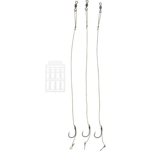 3pcs Ready Tied Carp Fishing Rigs, Nylon Braided Line Barbed Hook & Swivel 17.5 cm/6.9 inch