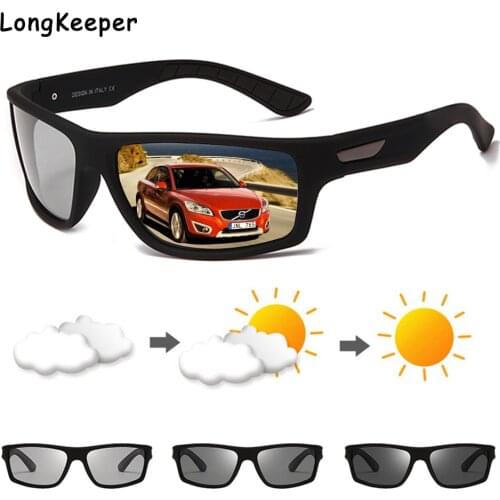 Mens Photochromic Sunglasses Men Polarized Day Night Driving Chameleon Glasses Car Drivers Eyewear UV400 Sports Style Sunglass