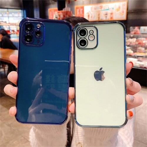 Ottwn Electroplating Shockproof Phone Case For iPhone 12 Pro 11 Pro Max X XR XS Max 7 8 Plus SE 2020 Clear Soft TPU Back Cover
