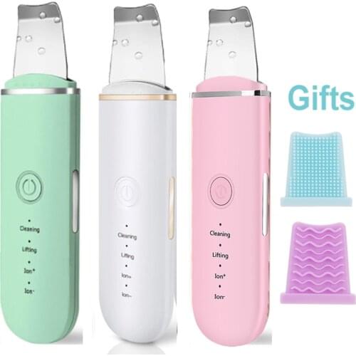 Ultrasonic Skin Scrubber Vibration Face Spatula Blackhead Remover Facial Scrubber Shovel Clean Face Lift Machine Facial Massager