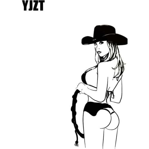 YJZT 7.7*16.8CM Charming Naughty Sexy Girl Most Fashion Style Car Sticker Vinyl Decal Black/Silver Cartoon Design C20-0764