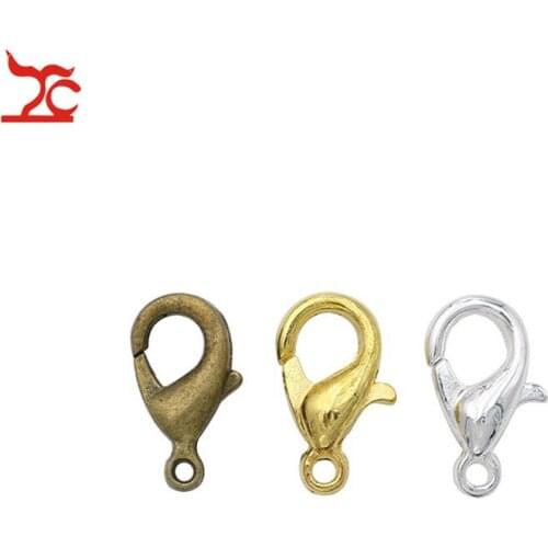 10Pcs Jewelry Finding Accessories 12mm Silver Gold Bronze Plated Lobster Clasp Hook DIY Necklace Bracelet Connector Claw Clasps