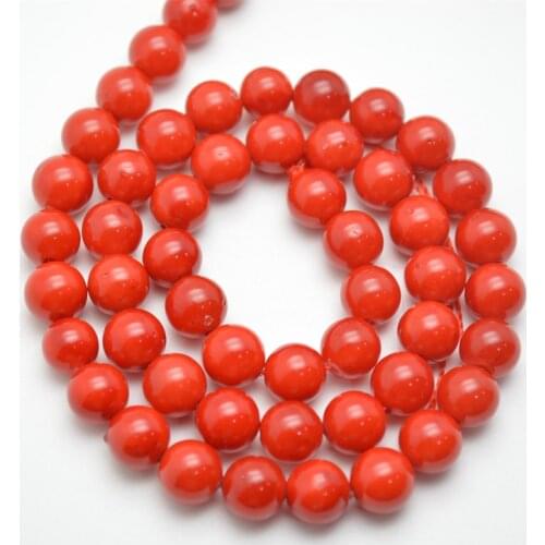 6mm 8mm 10mm Red color Shell Pearl Round Loose Beads Fashion Jewelry Making Supplies
