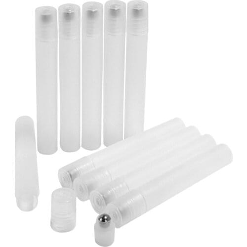 10x 10ml Portable 10ml Roll On Plastic Perfume Essential Oil Eye Cream Bottles With Cap Liquids Container