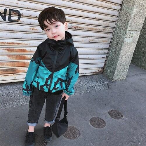 2021New Spring And Autumn Childrens Boy Clothes Trench Zipper Camouflage Clothing Hooded Thickening Jacket Long Sleeve Coat