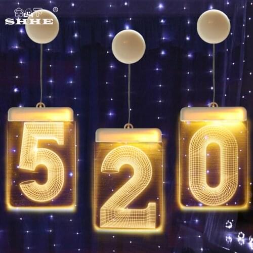 3D Night Light 0-9 Number Optional Battery Operated Hanging LED Illusion Lamp for Kids Girls Children Boys Gift