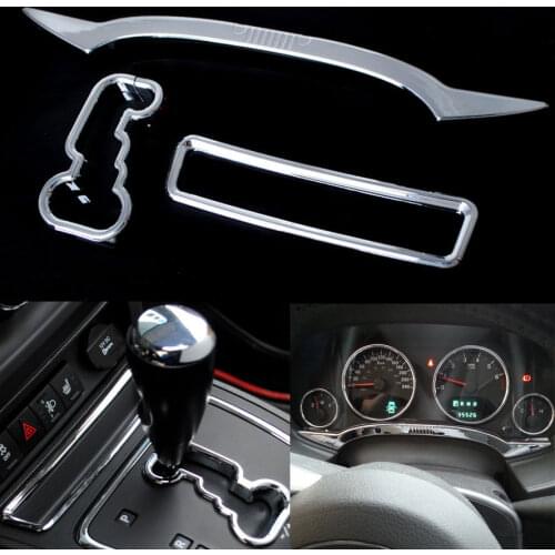3X Instrument Panel + Inner Storage Box + Gear Box Panel Trim Cover Sticker ABS Fit for Jeep Compass 2011-2015