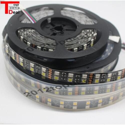 5M Double Row 5050 SMD 600 RGBW RGBWW RGB White Flex 12V 24V LED Strip light 120led/M black PCB