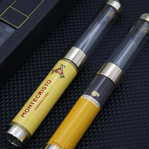 MONTECRISTO Cigar Tube Case Holder 1 Cigar Portable Cigar Humidor Humidifier with Punch Flexible Spring COHIBA Cigar Tube CE-011