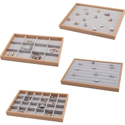 Rosewood Pattern Wooden Jewellery Hundred Ring Display Tray 12 Compartments Storage Tray 24 Compartments Inspection Tray
