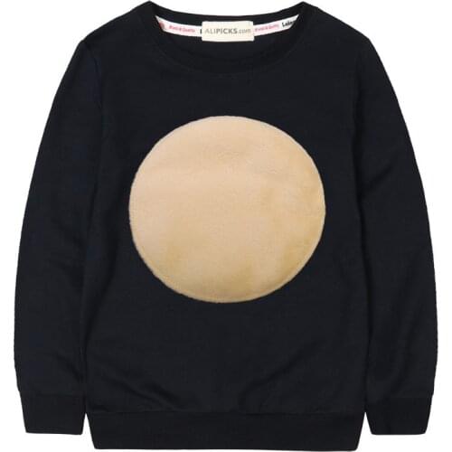 Kids Autumn Cotton Sweatshirts Velvet Circle Logo Simple Girls Winter Tops Baby Girl Hoodies Casual Boy Sweatshirts