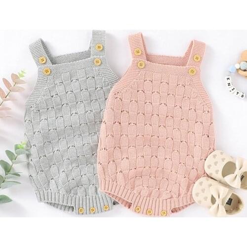 2020 Baby Boys Girls Pure Color Triangle Knitting Rompers Autumn Infant Baby Romper Baby Boy Girl Braces Romper Clothes