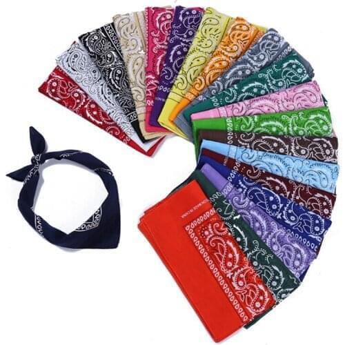 6pcs/lot Hip Hop Cotton Bandana Square Scarf Black Red Paisley Headband Printed Hairband Cross Turban Bandage Headwear Headwrap