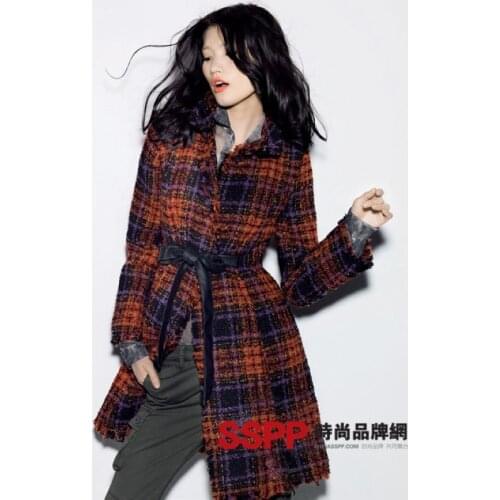 Spanish fashion womens plaid coat