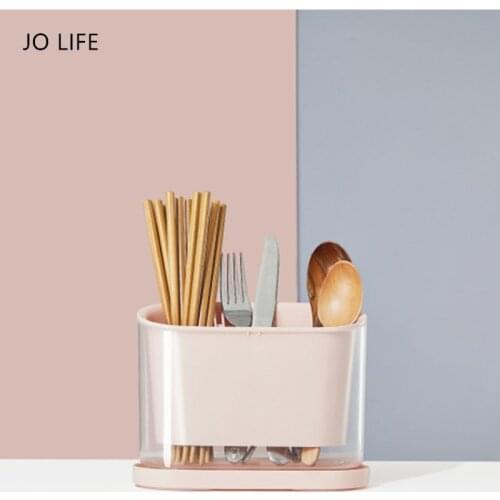 JO LIFE Northern Style Kitchen Countertop Cutlery Rack Spoon Chopsticks Fork Storage Box Flatware Drain Rack