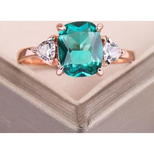 Classic Green Zirconia Wedding Ring For Women Fashion Gold Color Engagement Ring For Women Wedding Anniversary Gift Wholesale