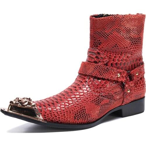 Fashion mens boots fashion martin boots male high shoes denim boots tooling trend genuine leather mens boots