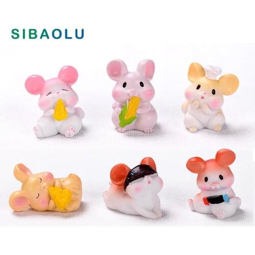 Mouse Corn Game Cheese VR Glasses Figurine Cartoon Animal Model Home Decor Miniature Fairy Garden Decoration Accessories Modern