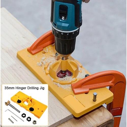 35mm Concealed Hinge Jig Drill Guide Set Wooden Cabinet Door Hole Cutter Woodworking DIY Tools Kits Forstner Bit Wood Carpenter