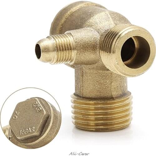 Male Thread 3 Way Metal Air Compressor Check Valve Gold Tone