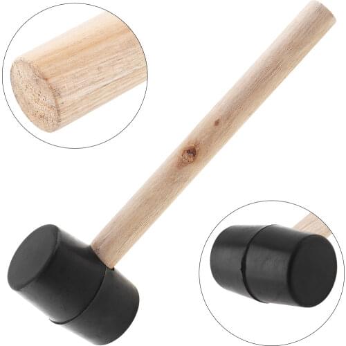 230g Non-elastic Rubber Hammer Tile Hammer DIY Hand Tool with Round Head and Wooden Handle