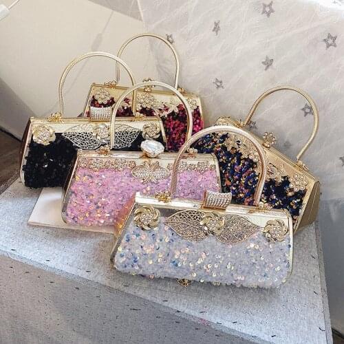 New European and American sequins chain shoulder messenger bag rhinestone dinner bag evening bag fashionable high-end handbag