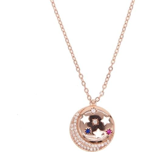 Free shipping New Hot Fashion Innovative Choker Necklace Jewelry Glass Galaxy Lovely Pendant Chain Colorful Star Moon Necklace