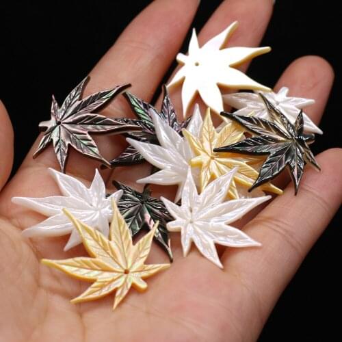 Natural Shell Pendant Maple Leaf Shape 25x30mm DIY for Jewelry Making Necklaces Accessories Gift for Women