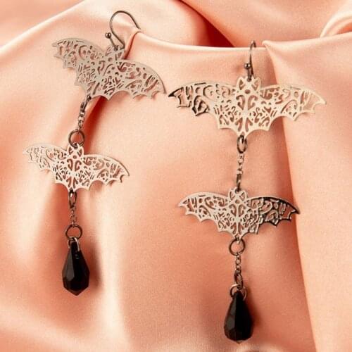 Gothic Earring For Women Punk Bat Heart Skull Cross Coffin Spider Cat Moon Butterfly Tassel Halloween Earring Cool Jewelry New