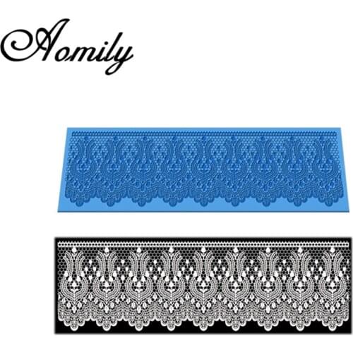 Aomily Silicone Lace Flower Wedding Cake Beautiful Flower Lace Fondant Mold Mousse Sugar craft Icing Mat Pad Pastry Baking Tool