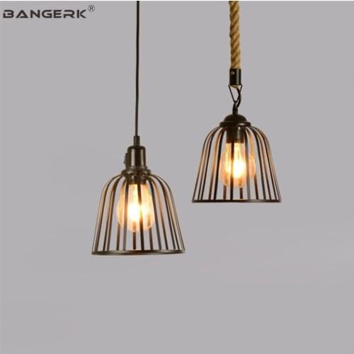Nordic Design LED Pendant Lamp Loft Decor Edison Industrial Vintage Hemp Rope Iron Hanging Light Dining Room Home Lighting