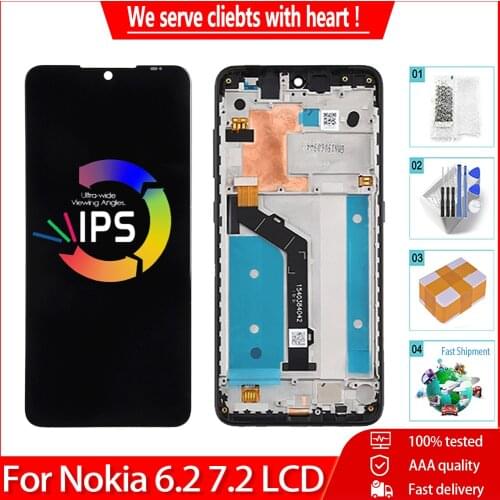 6.3" Original For Nokia 7.2 TA-1196 LCD Touch Screen Replacement For Nokia 6.2 TA-1198 TA-1200 TA-1187 TA-1201 LCD Display