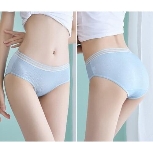 Womens Seamless Panties Mid Waist Milk Silk Underwear Female Underpants Lady Briefs Girls Smooth Plain Panties Women Knicker