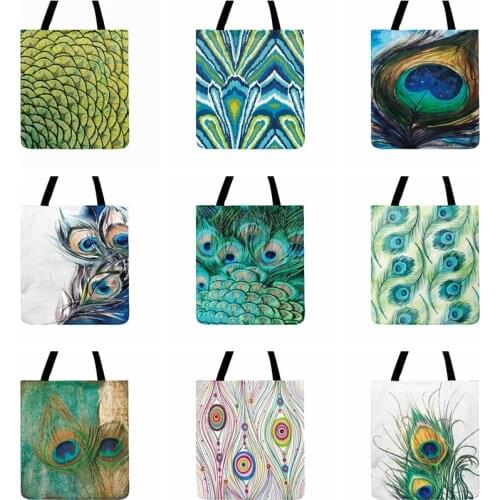 Ladies Shoulder Bags Peacock Design Art Painting Printed Tote Bag For Women Casual Totes Fashion Shopping Bag Outdoor Beach Bag