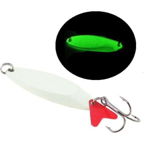 1pc 21g Metal Sequin Spinner Luminous Fishing Lures Jig Bait with Treble Hook