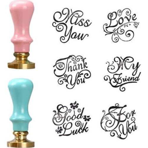 1Pcs Color Wood Handle Mini Wax Macaron Seal Stamp Accessories Greetings Stamps DIY Seal Tool Postcard Gifts Decorative Supply