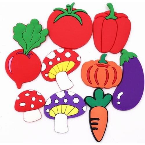1PCS Fruit Vegetable Flatback Crafts Embellishments Mushroom Carrot Tomato Bell Pepper For DIY Shoes Charms Phone Case Badge