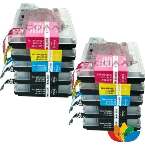 10 Ink cartridges LC980 LC1100 Compatible for DCP-145C DCP-165C DCP-167C & MFC-490CN MFC-490CW Printers