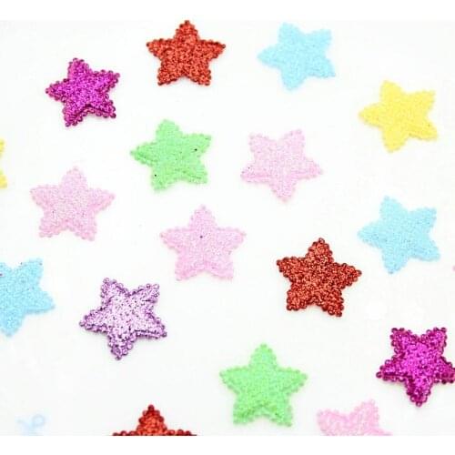 1000pcs Glitter Star Appliques Single Sided Iridescent Stars Scalloped Cut Outs Patches Party Confetti, Scrapbooking 20mm