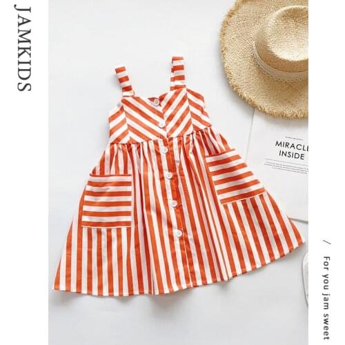 2021 New Summer Girl Dress Kids Fashion Striped Dress Beach Dress Girls Clothes Clothes for 2-8 Years Cute Halter Dresses 128