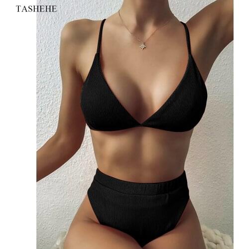 2021 Sexy Solid Swimsuit Women Bikini Push Up Swimwear Vest Bikini Set Brazilian Bathing Suit Beach Wear Female