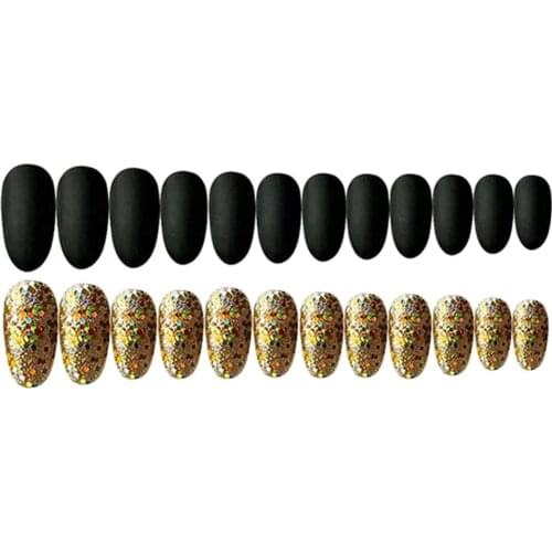 24pcs Matte Glittering Ballerina Nails Full Cover Short False Nails Art Tips