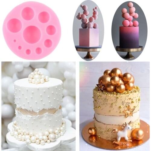 3D Round Gem Bead Cake Border Silicone Molds DIY Party Fondant Cake Decorating Tools Chocolate Gumpaste Candy Polymer Clay Mould