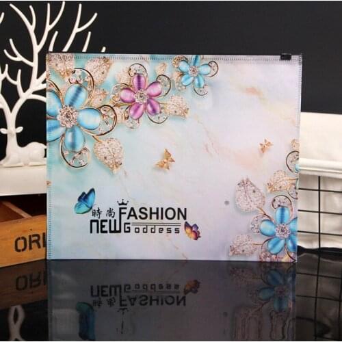 50pcs Non-woven fabric fashion pocket clothing socks underwear packaging bags flowers pattern large storage zipper ziplock bag