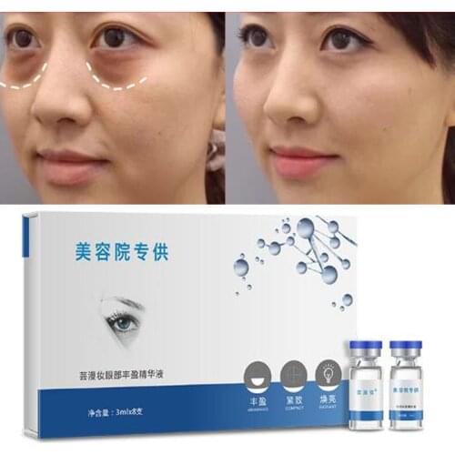 8 vials 3ml Dark Circles Hyaluronic Acid Eliminate Eye Bag Ampoule Serum Kit for Eye Whitening Remove Eye Puffiness Wrinkle Fine