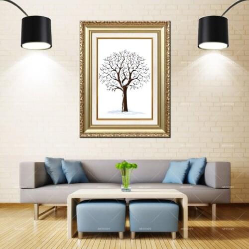 Artcozy Golden Frame Abstract arbol de huellas vector Waterproof Canvas Painting