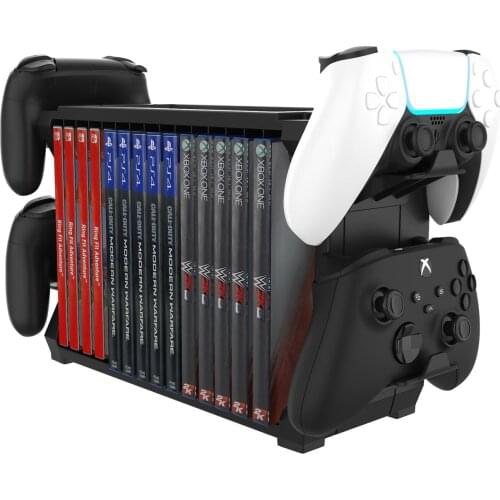 Game Accessories Storage Tower For PS5 Console Game Disk Rack Controller Organizer For Playstation 5 PS4 Controller Holder Tower