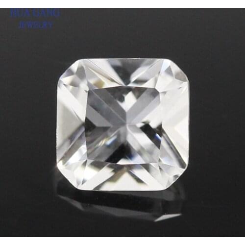 White Color Square Octangle Shape Princess Cut Loose Glass Beads Synthetic Gems For Jewelry Size 3x3~15x15mm Free Shipping